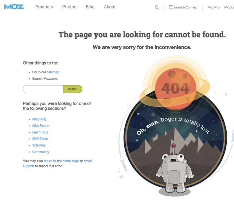 Moz 404 Page Example